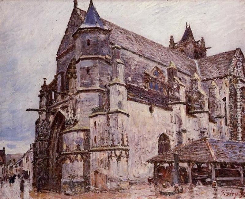Alfred Sisley : The Church at Moret, Rainy Morning